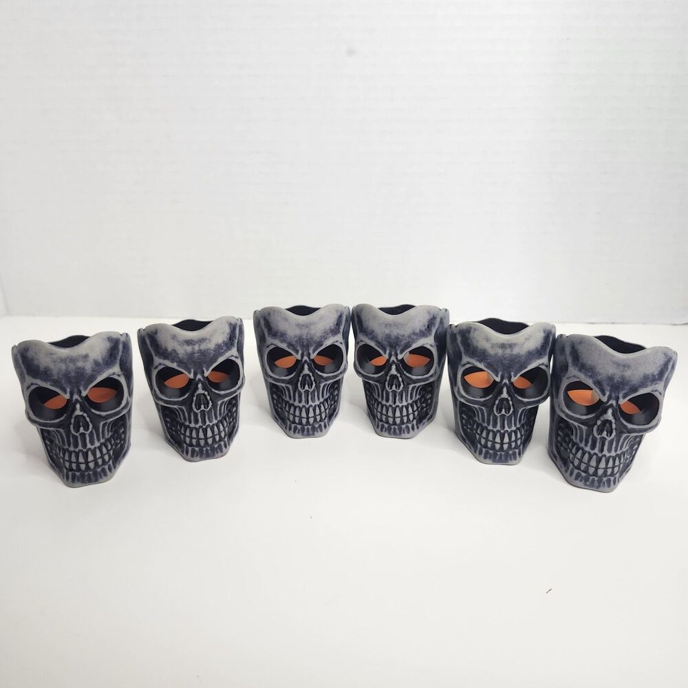 Lot Of 6 Skull Tea Lights